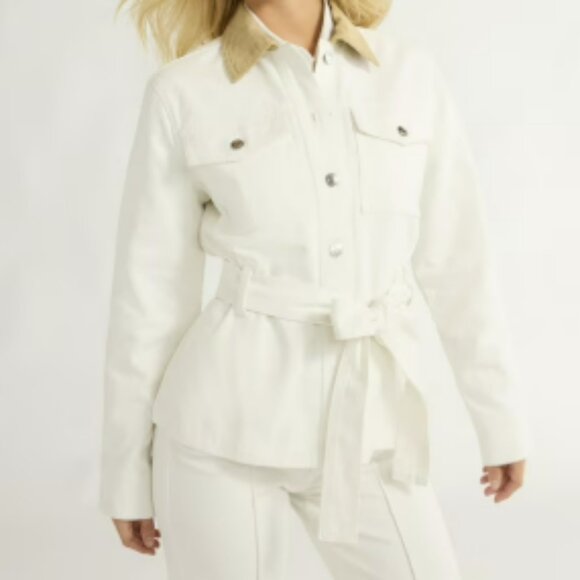 Free Assembly Women's Belted Cotton White Utility Jacket NWT Size S - Picture 1 of 5